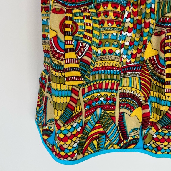 VINTAGE 80s Egyptian Tunic-Style Brightly Colored Shirt with Shoulder Ties - Picture 5 of 8